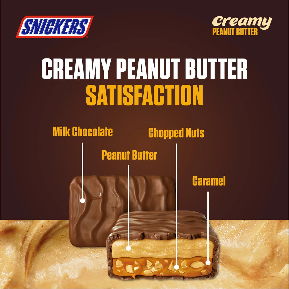 SNICKERS Barre de collation onctueuse au chocolat et au beurre de cacahuète 36.5 g