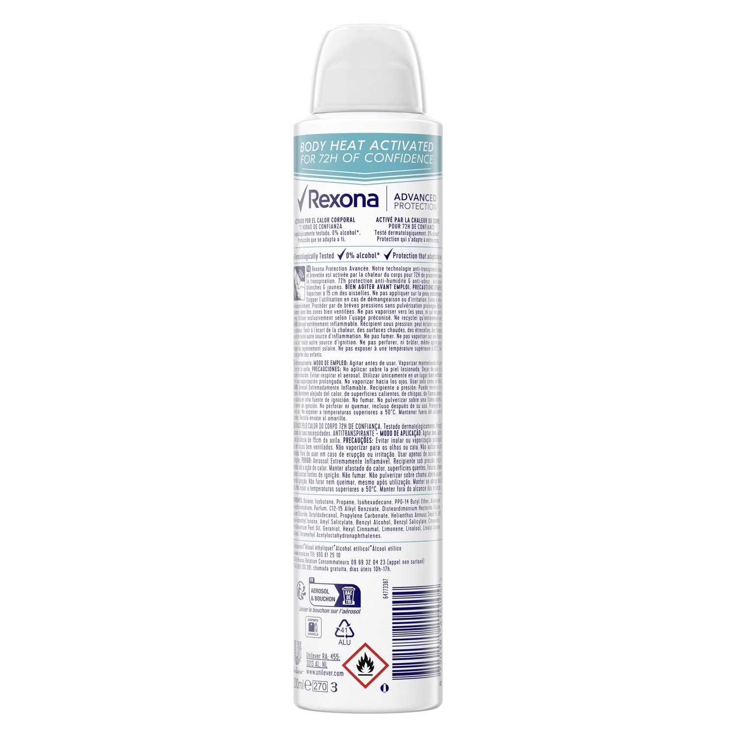 REXONA Invisible Aqua Déodorant Spray Corporel 72 h - 200 mL