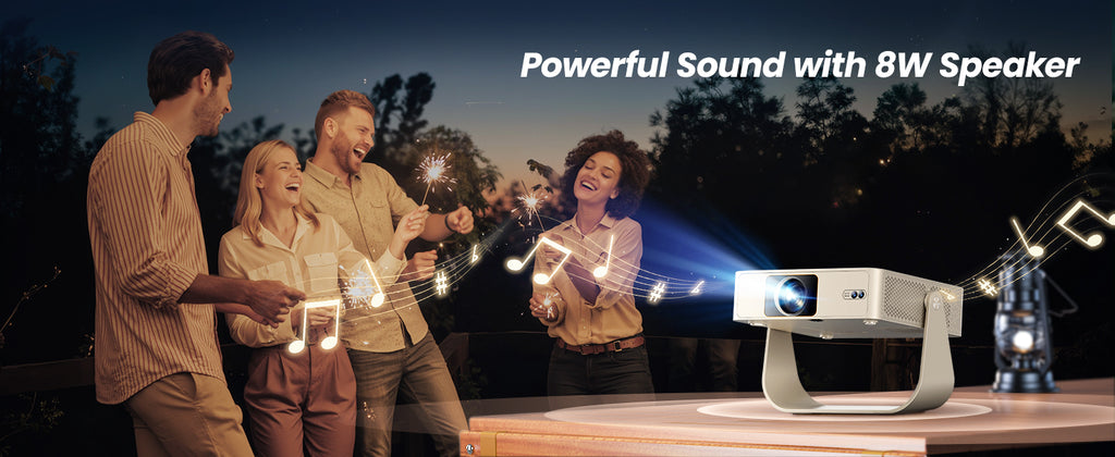 YABER L1 Pro Natif 1080P, 180 Lumens ANSI, Projecteur Portable à Rotation de 330° avec Support Flexible, Système Linux avec Netflix / Prime Video Sous Licence