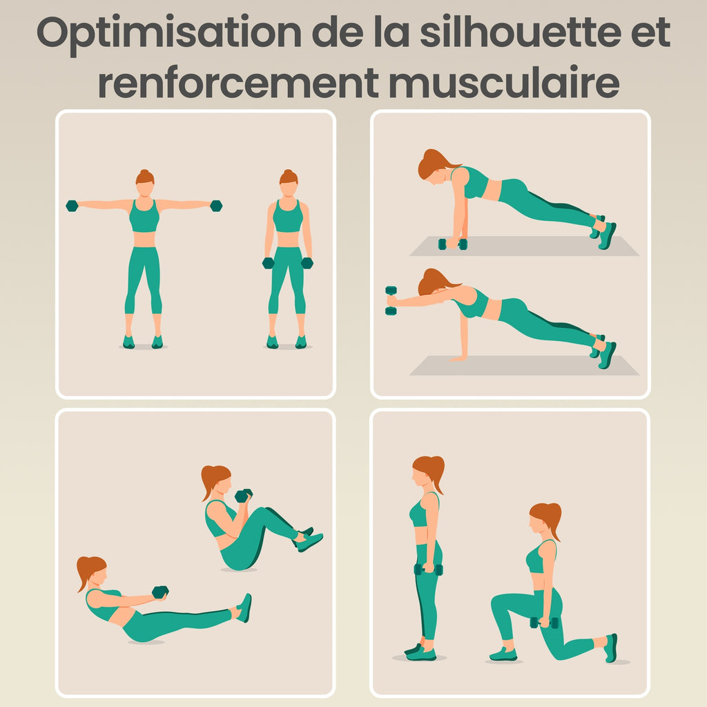 JOYFURNOSLot de 2 haltères, Poids en néoprène 2 x 2 kg, Hexagonaux, Pour entraînement à domicile et remise en forme, Vert