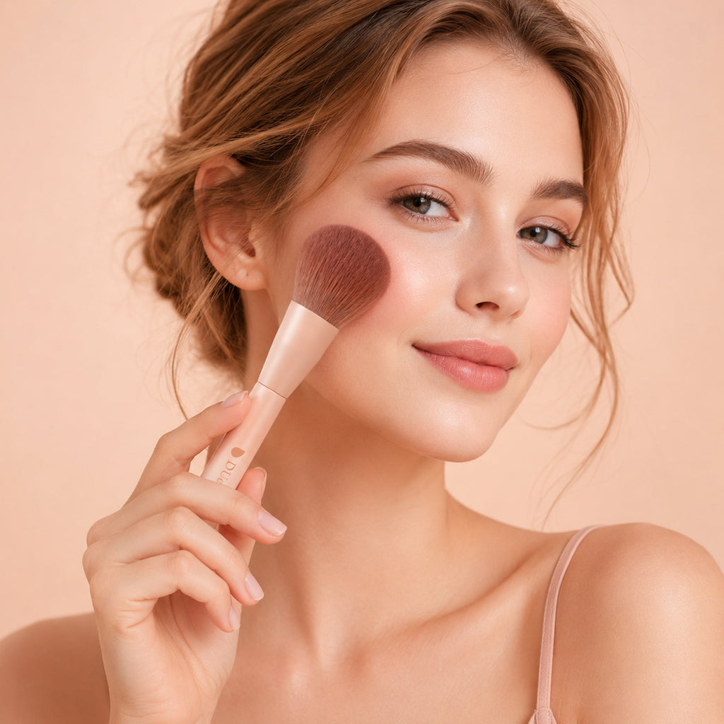 DUcare Série Café Pinceaux de Maquillage de Luxe 14 Pcs et 3 Pcs Éponges à Maquillage pour Cadeaux de Fêtes avec Élégante Boîte Cadeau