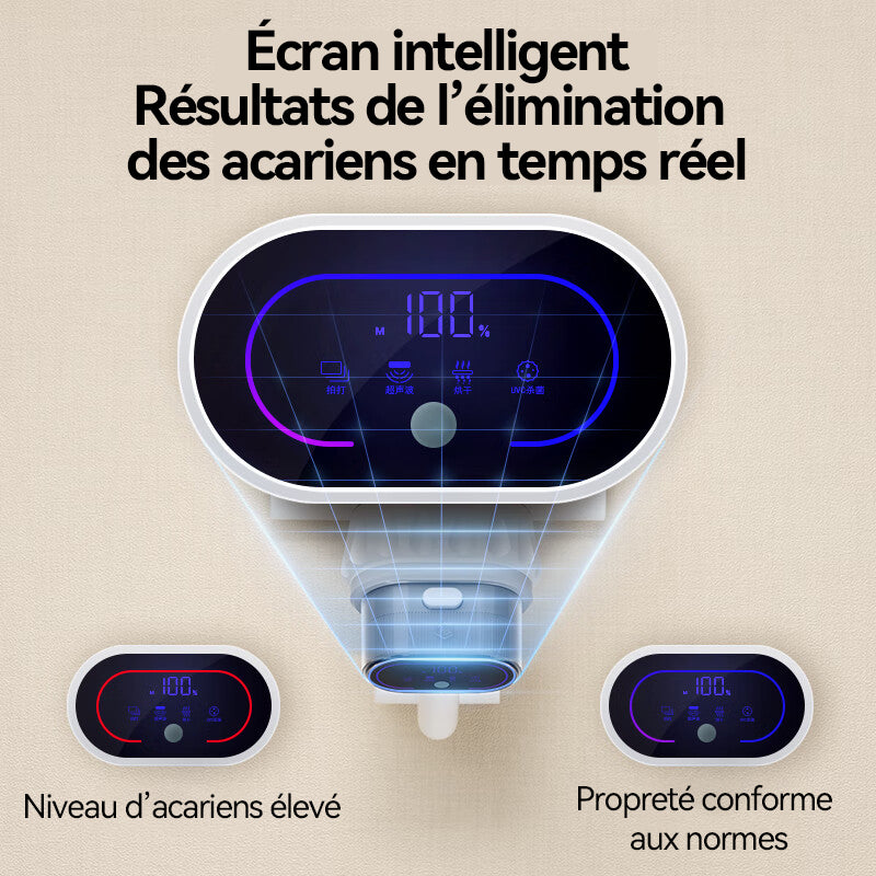 Ochama Aspirateur anti-acariens 12 000 Pa 72 000 tapotements/min stérilisation UV air chaud 65 °C 300 ml