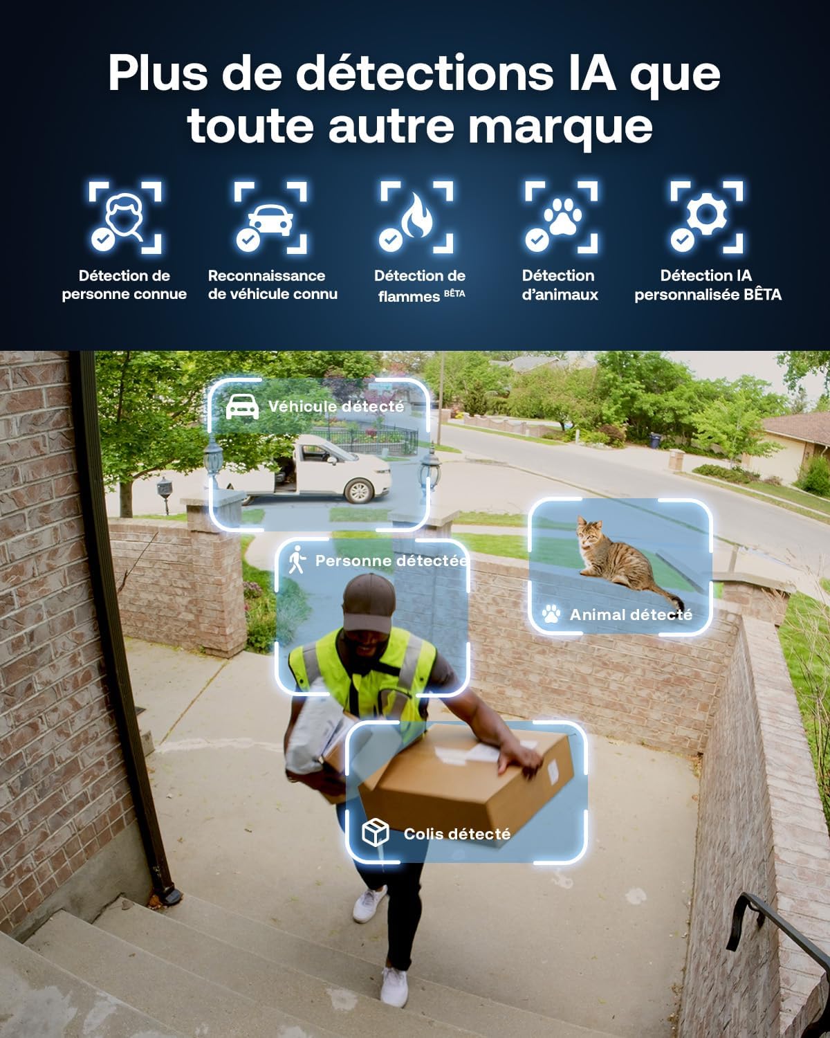 Arlo VMC4370P-100EUS Caméra de Sécurité extérieure Pro 6 2K+ WiFi, Kit de 3 caméras Blanc