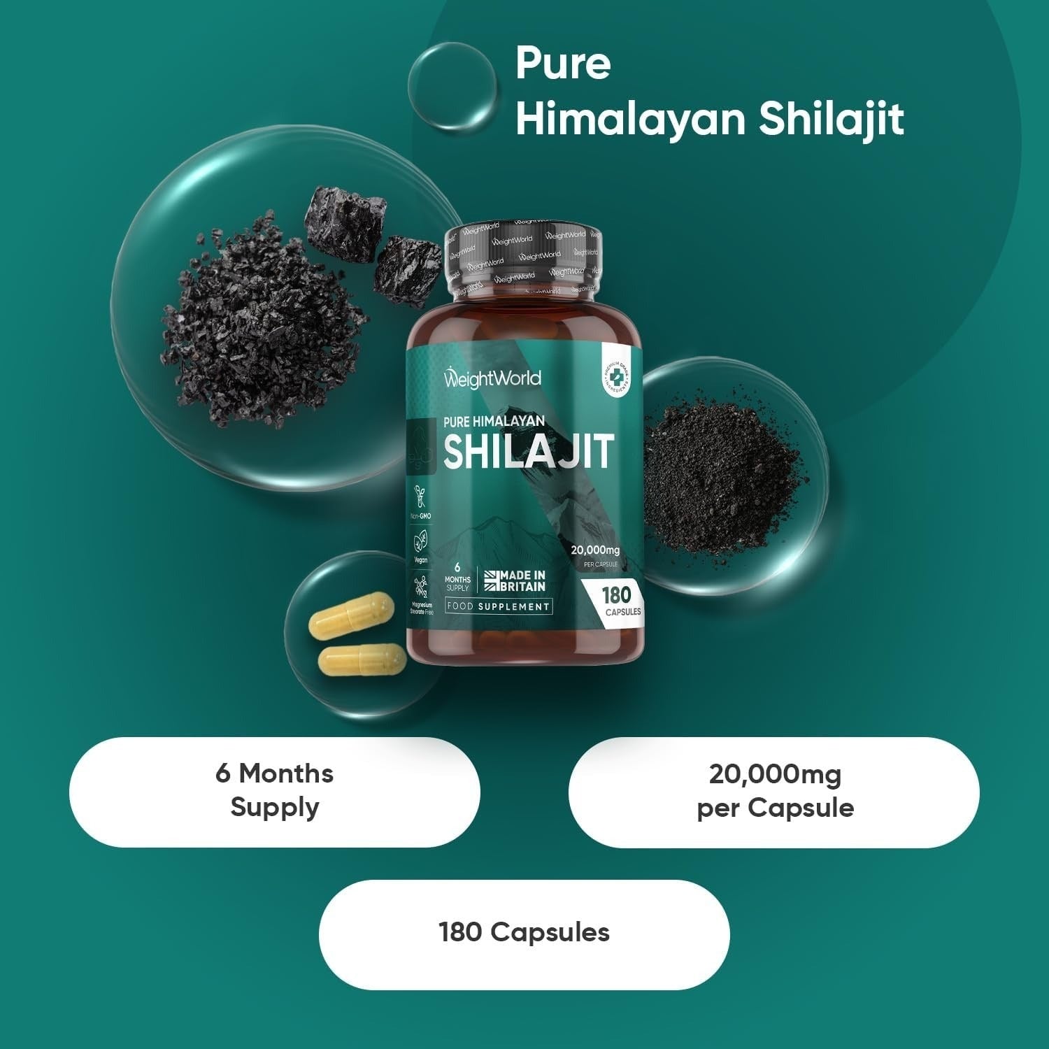 WeightWorld Shilajit de l’Himalaya pur 20000 mg 180 gélules