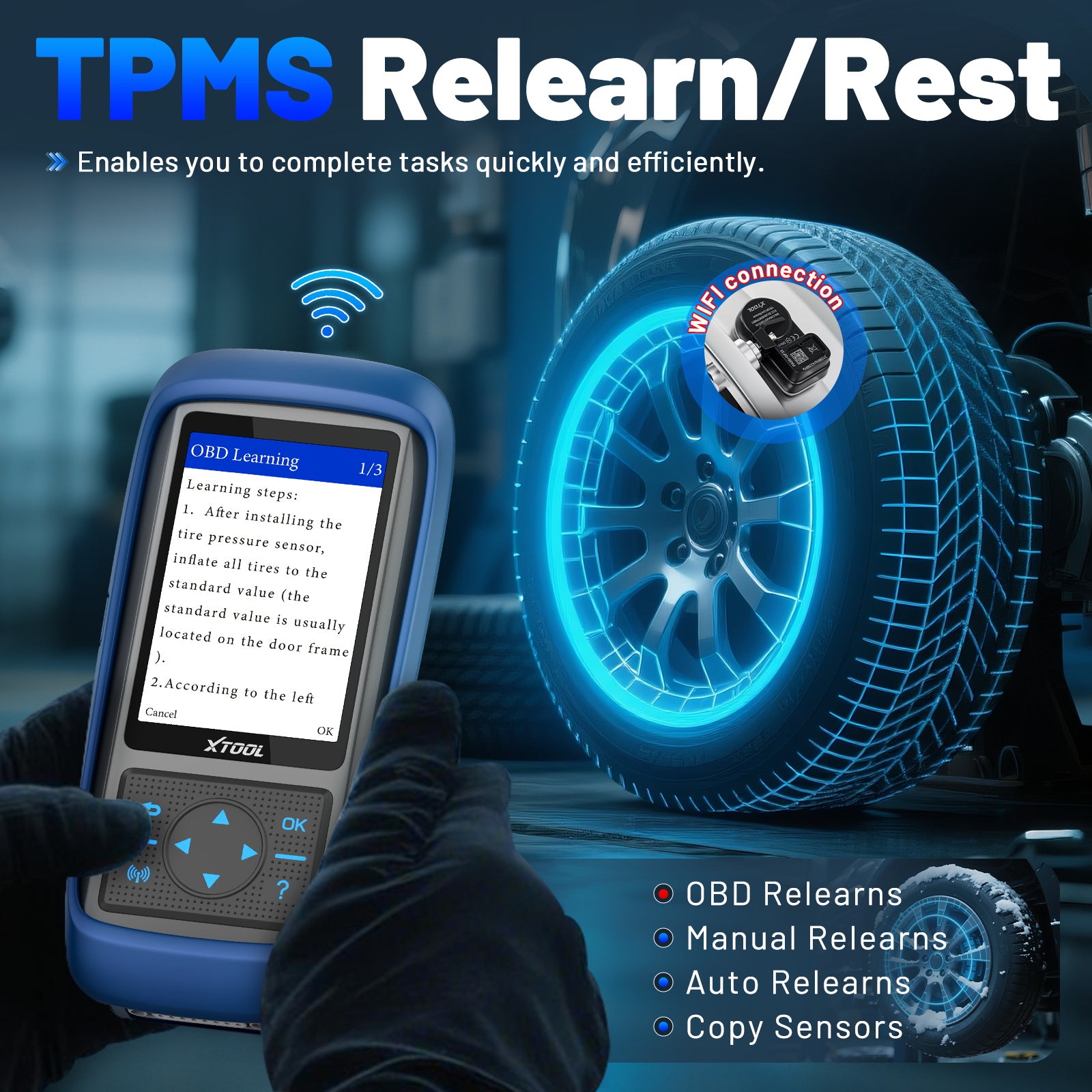 XTOOL TP150 Outil de programmation TPMS, de réapprentissage/réinitialisation/activation TPMS (315/433 MHz), programmateur de capteur de pression des pneus