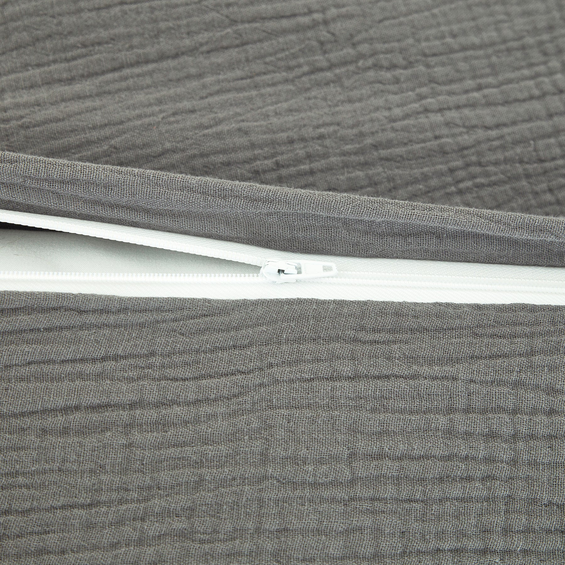 Ensemble housse de couette et taies d'oreiller en double gaze de coton, gris foncé, 200 x 200 cm + 80 x 80 cm x 2