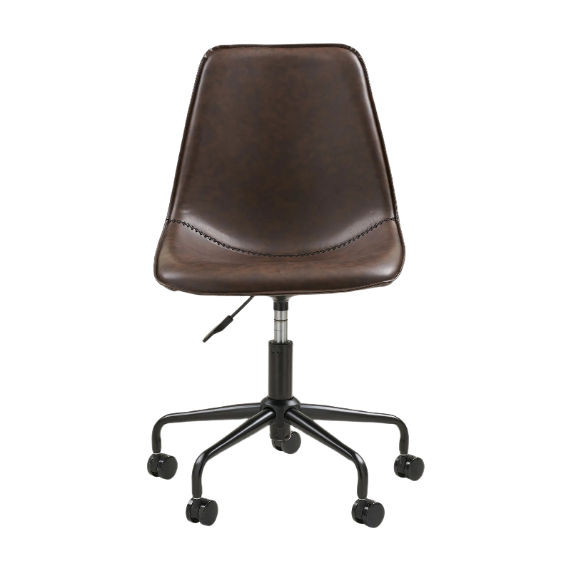 House Nordic Chaise de bureau pivotante, cuir synthétique PU marron foncé, pieds noirs, HN1227