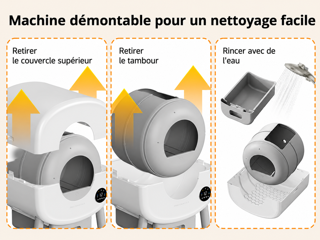 PHOTONSPACE XXL 95L – Bac à litière automatique autonettoyant – Confort mains libres, sécurité avancée et contrôle des odeurs pour les foyers avec plusieurs chats