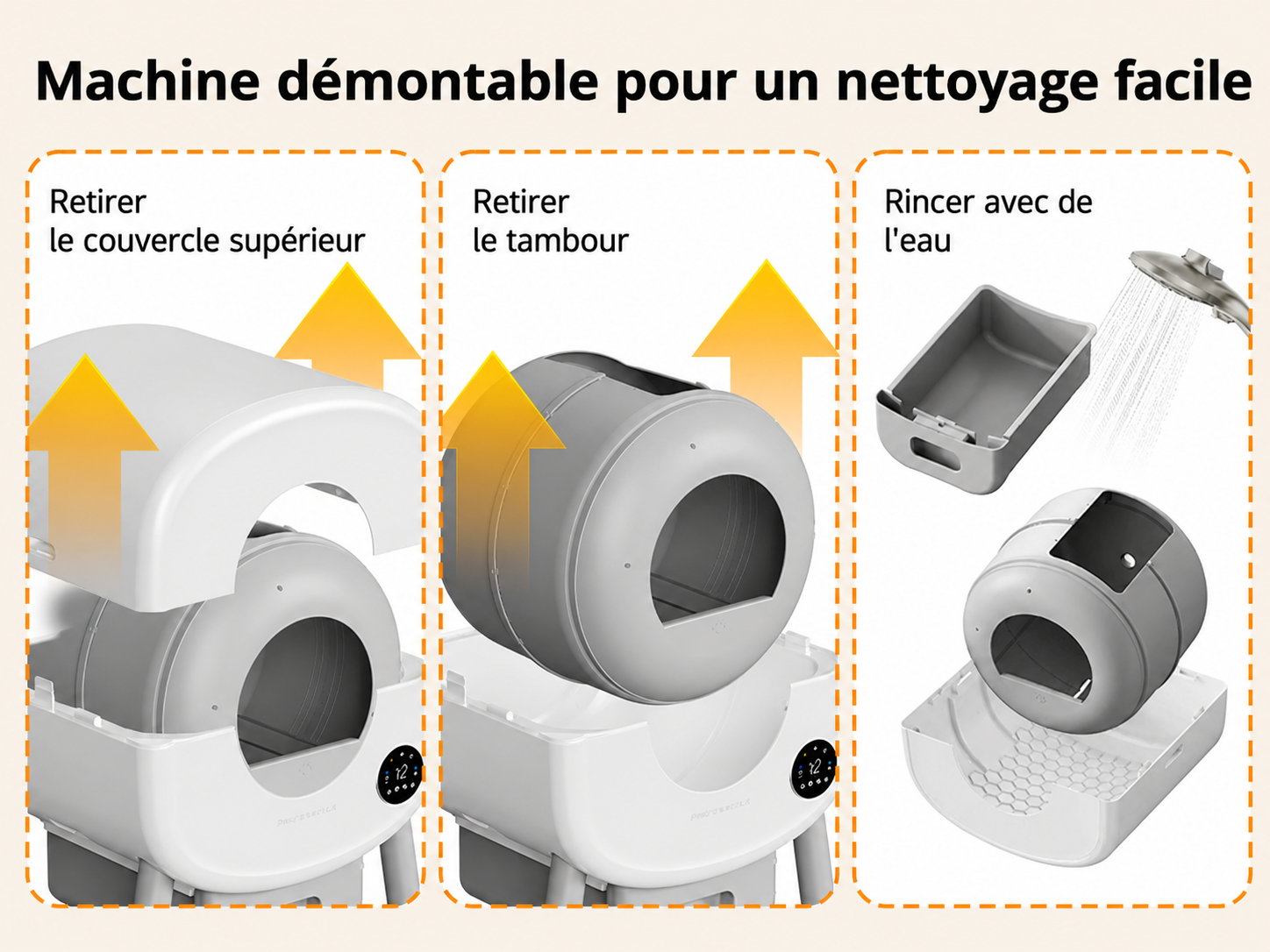 PHOTONSPACE XXL 95L – Bac à litière automatique autonettoyant – Confort mains libres, sécurité avancée et contrôle des odeurs pour les foyers avec plusieurs chats