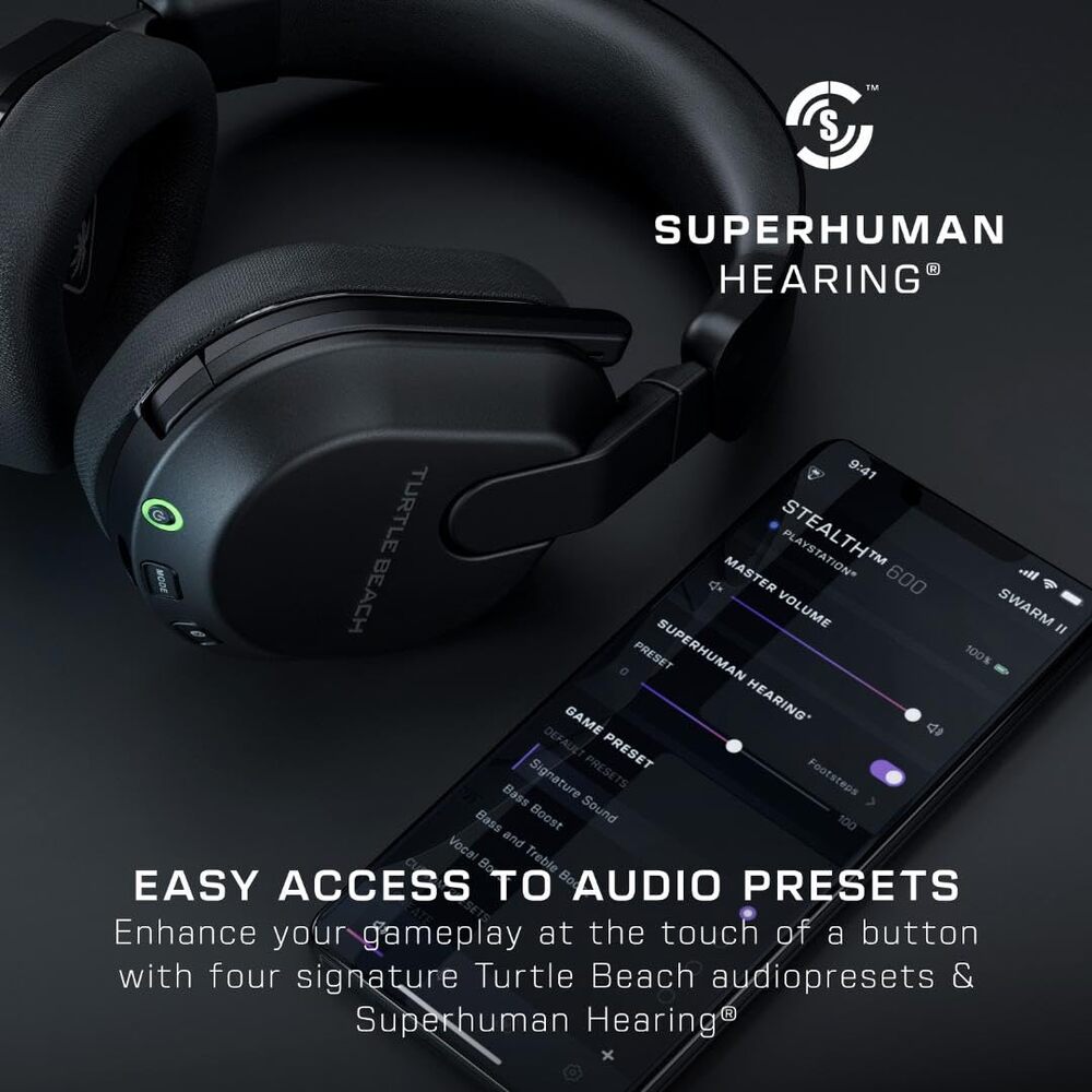 TURTLE BEACH Stealth 600 Playstation Gen 3 Casque Gaming Sans Fil - Micro Muet par Basculement - PS5, PS4, PC, Switch 2, Steam Deck & Mobile - Noir