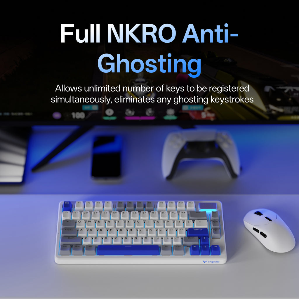 Rapoo V700DIY Clavier mécanique 75 % à trois modes, disposition QWERTY US, montage sur joint WB