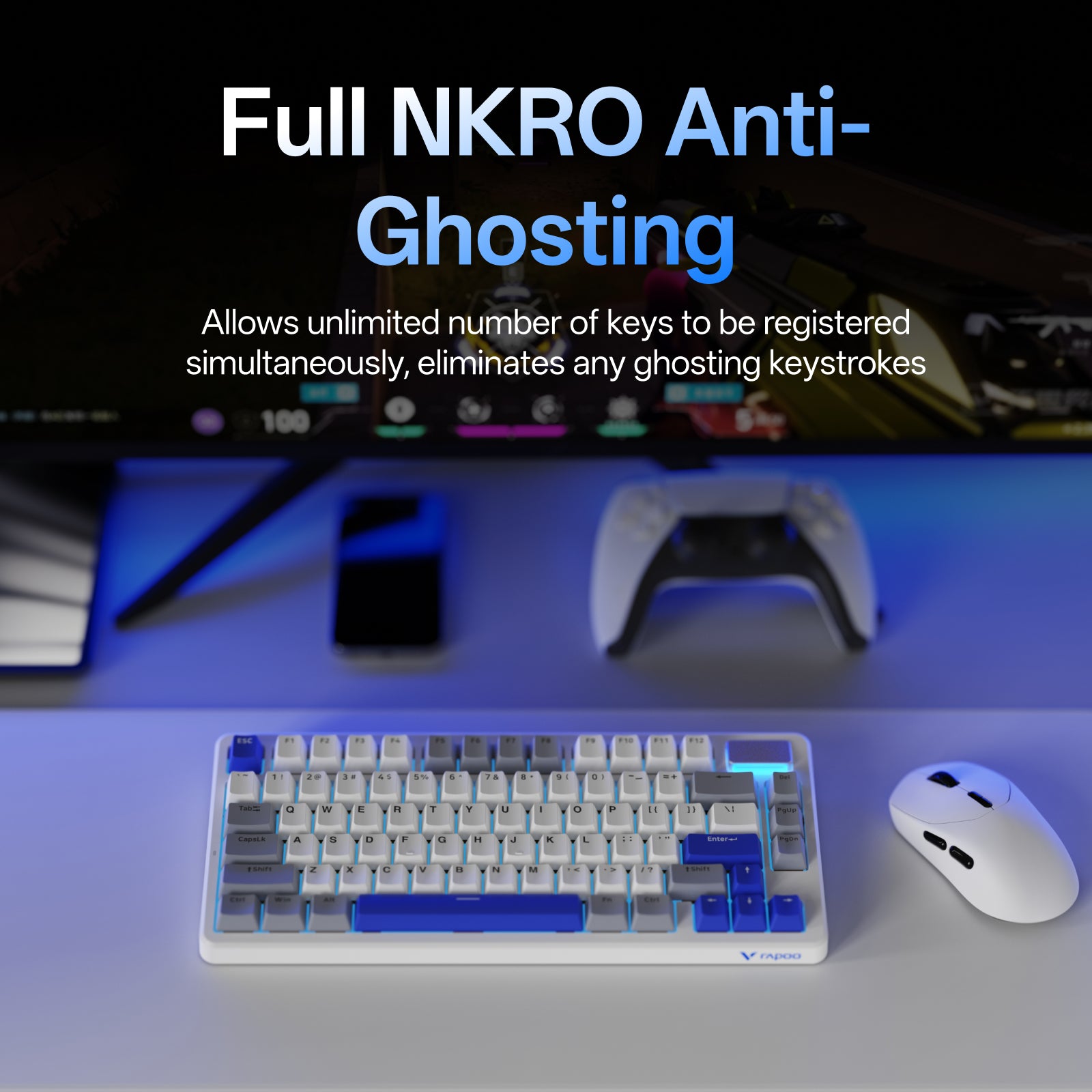 Rapoo V700DIY Clavier mécanique 75 % à trois modes, disposition QWERTY US, montage sur joint WB