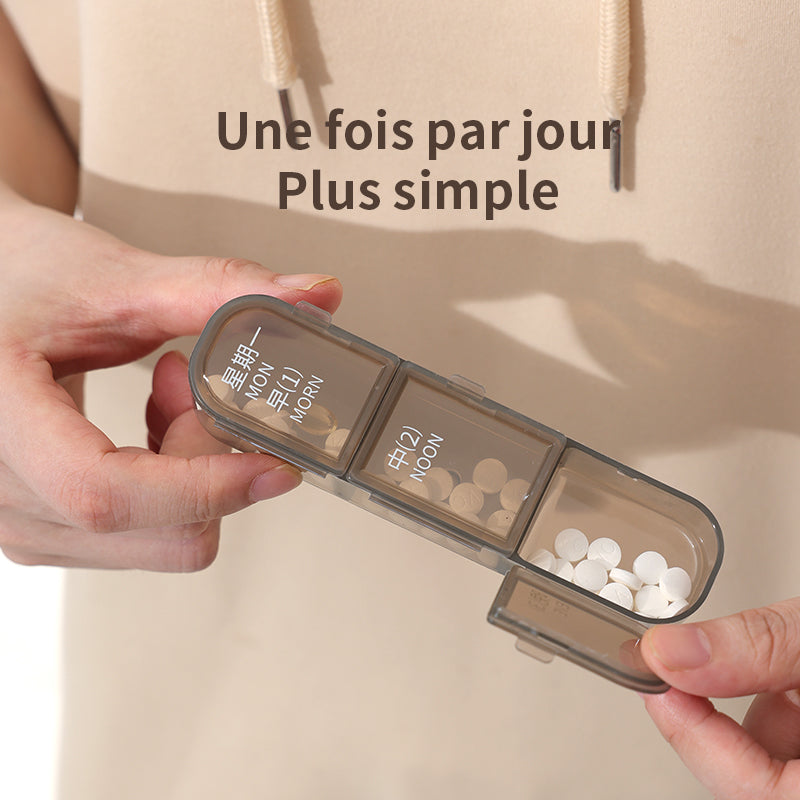 JORDAN&JUDY Pilulier hebdomadaire portable étanche avec 21 compartiments - Marron