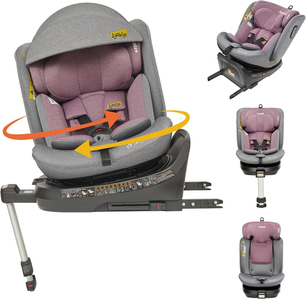 Jovikids siège enfant pivotant à 360° avec ISOFIX, i-Size 40-150 cm (de la naissance à environ 12 ans), siège auto pour bébé avec fonction d'inclinaison & pare-soleil amovible, ECE R129