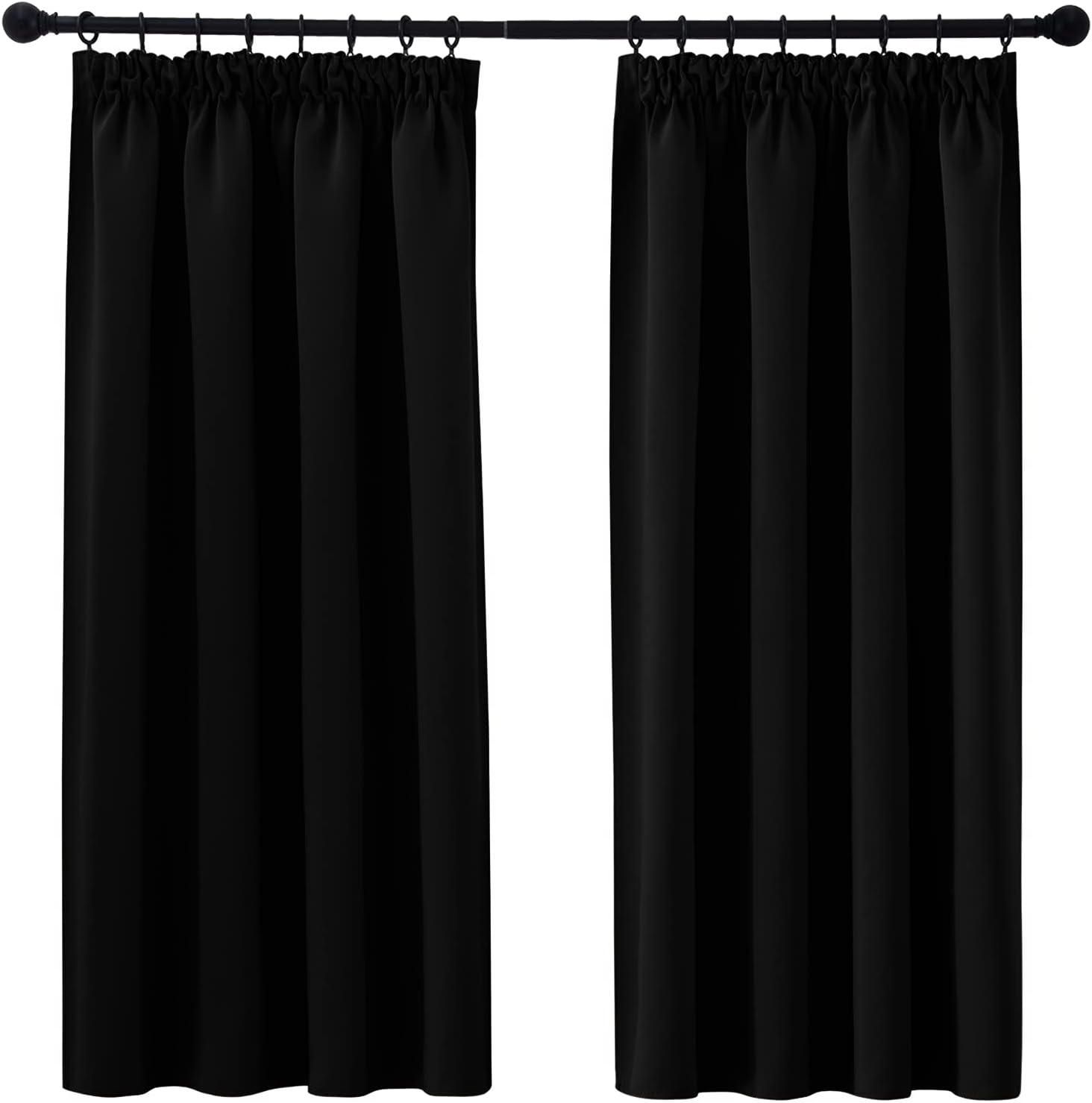 PONY DANCE Lot de 2 rideaux occultants plissés L 117 x H 137 cm - Noir