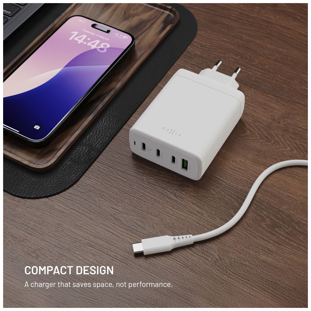 FIXED Chargeur de voyage GaN 3xUSB-C/USB 120W - Blanc