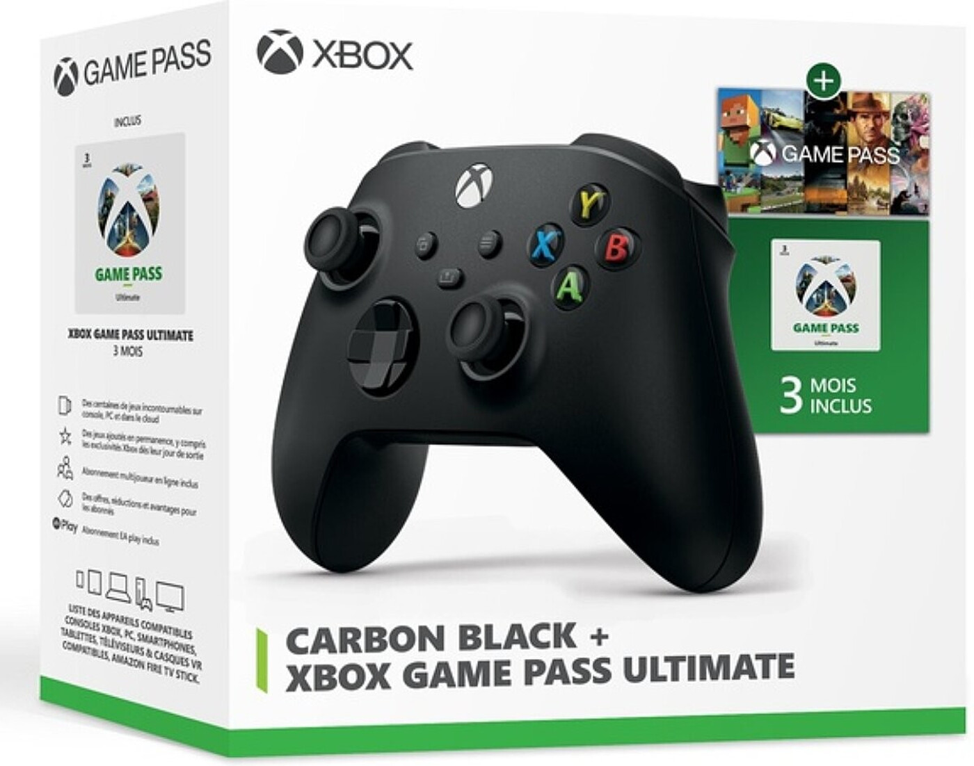 Manette sans fil Xbox pour Xbox Series/PC - Carbon Black + 3 Mois de Game Pass Ultimate