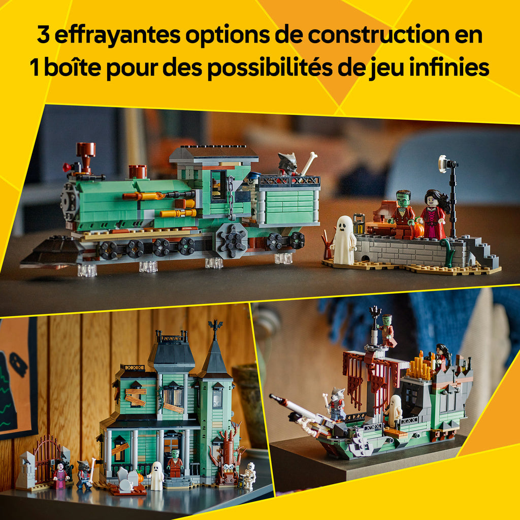 LEGO Creator 3 en 1 Maison Hantée, Bateau Fantôme & Train Fantôme 31167 Set de Construction Jouet (736 Pièces)