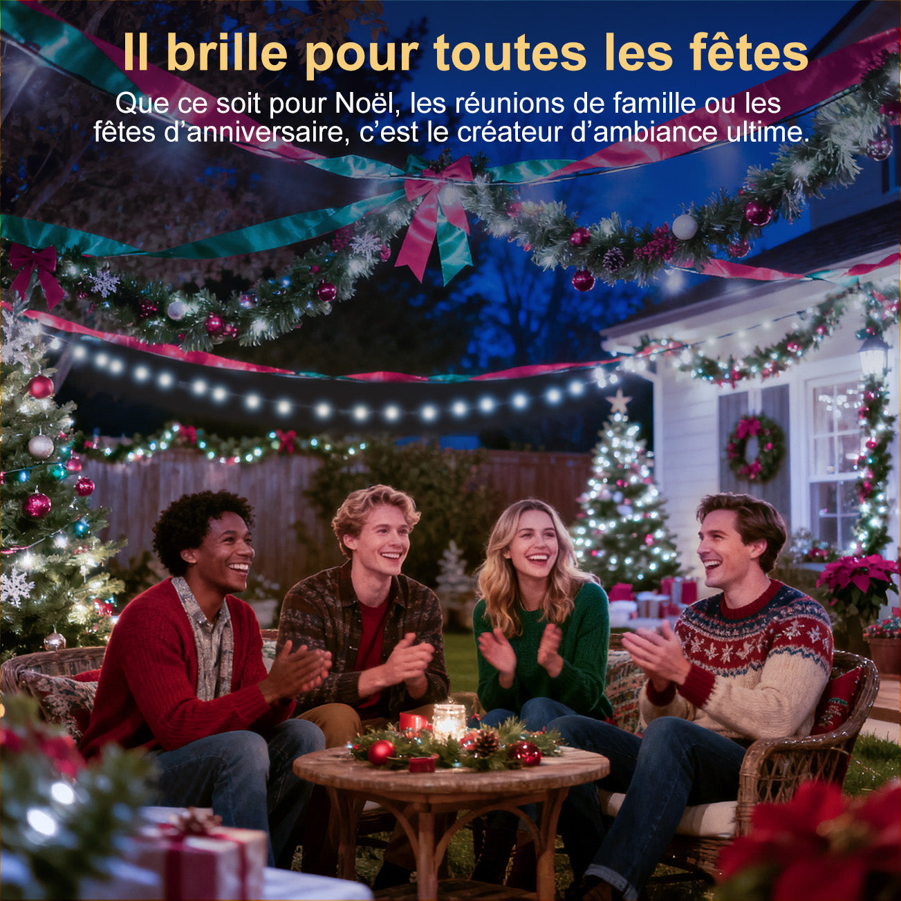 VIVREAL IL-CSL-BB01 Lot de 2 guirlandes lumineuses solaires en fil de cuivre 120 LED multicolores, étanche, pour extérieur - 12 m