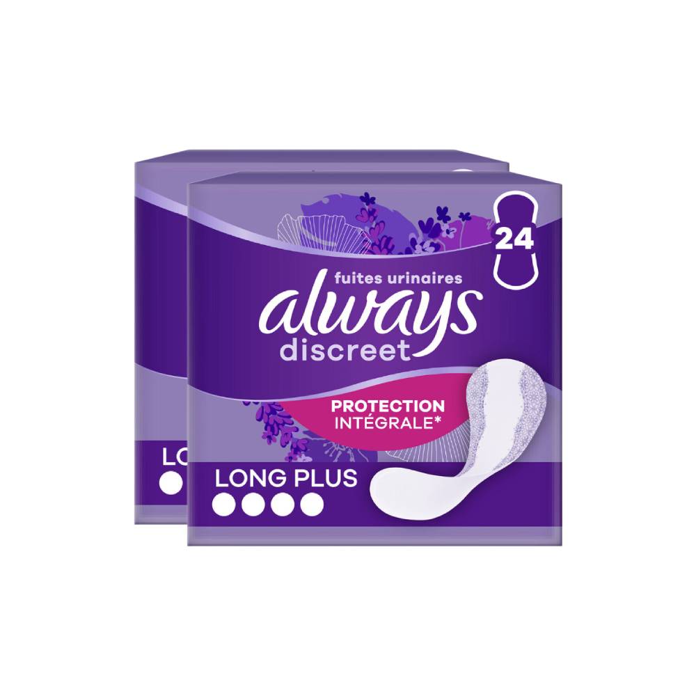 Always Discreet Serviettes d'Incontinence Long Plus 48 unités (2 paquets de 24)