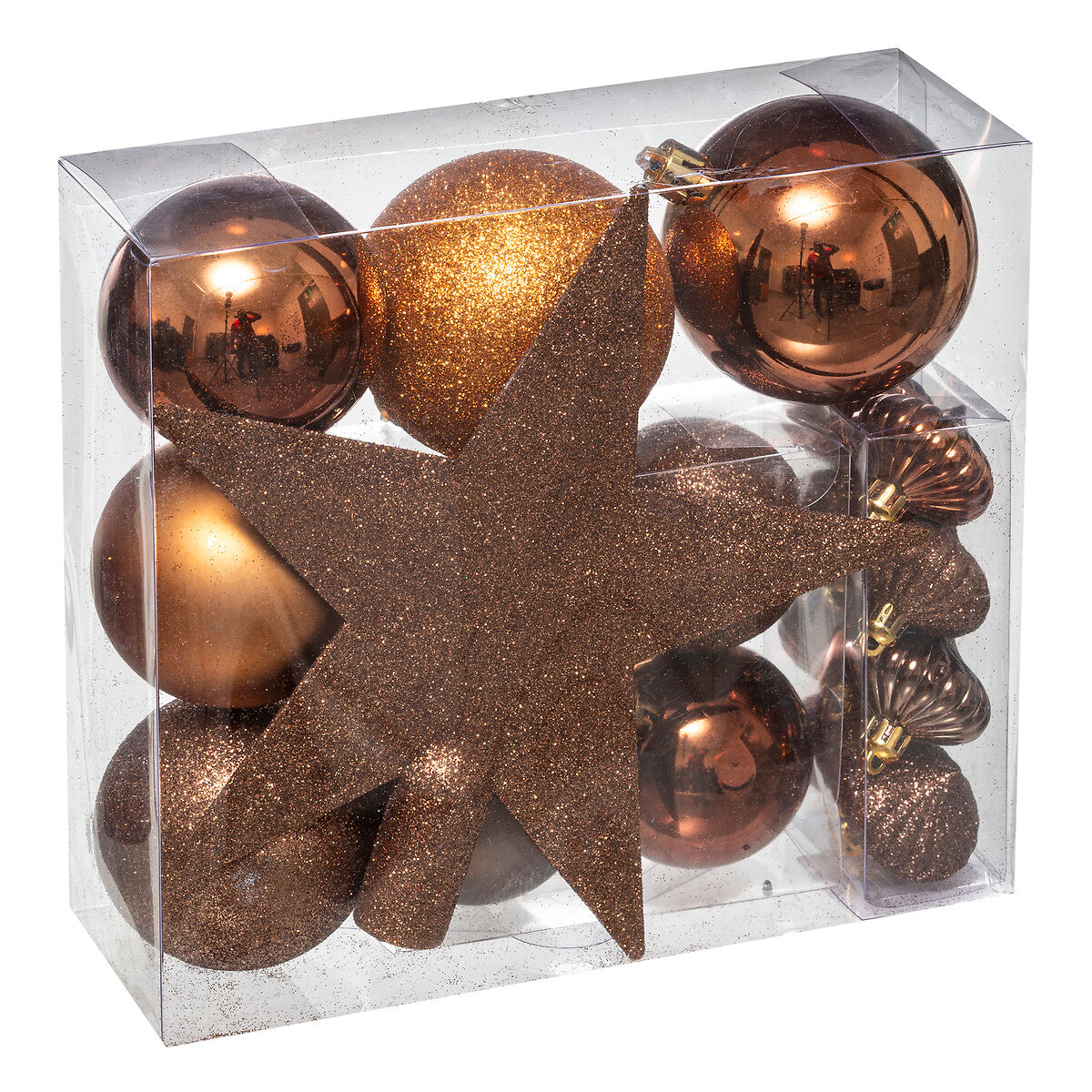 Atmosphera Lot de 18 boules de Noël Bronze