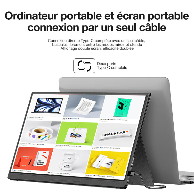 Lepow Ecran multifonctionnel portable 15,6", IPS HD, interface USB-C, compatible avec plusieurs appareils