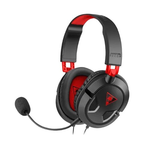 Turtle Beach Casque gaming filaire Recon 50 - PC, PS5, Xbox Series X|S et Switch 2 - Haut-parleurs 40 mm - Micro détachable - Noir et rouge