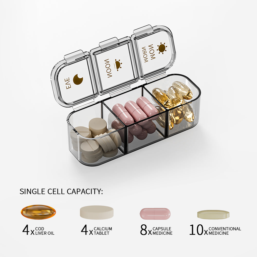 GAONLY Pilulier 3 prises par jour, pilulier 7 jours 3 prises par jour - Organiseur hebdomadaire de médicaments Acedada, 7 étuis distributeurs quotidiens détachables portables pour comprimés, vitamines, huiles de poisson et compléments, bleu