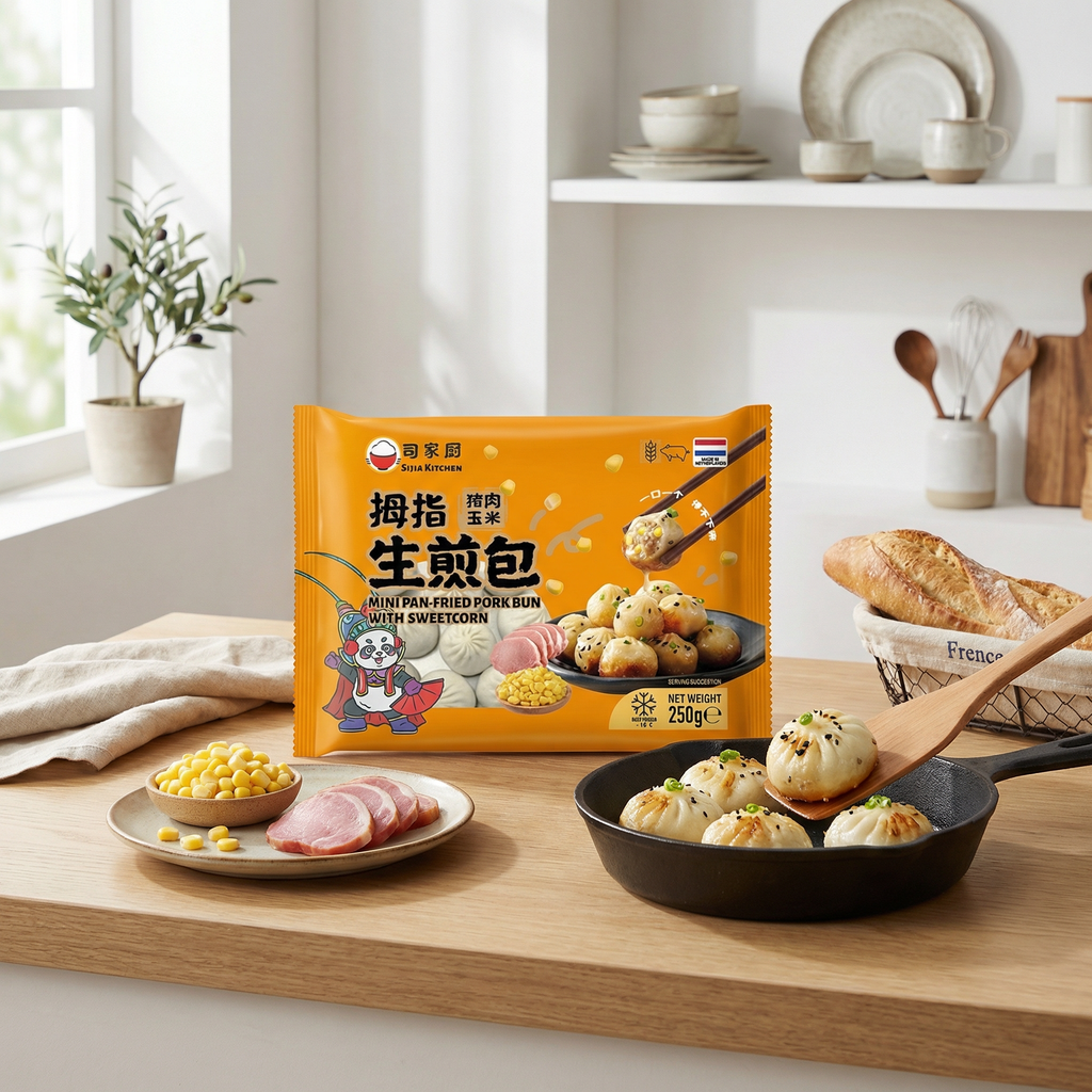 Sijia Kitchen Mini brioches vapeur saveur porc et maïs doux surgelées - 250 g