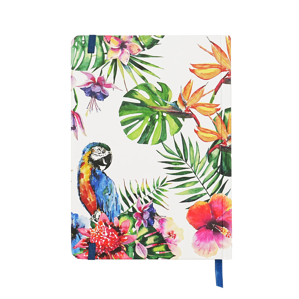 Jubiluu Carnet cartonné A5 avec marque-page, pages lignées, 100 g/m² - motif perroquet tropical