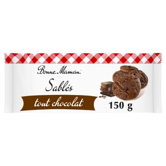 BONNE MAMAN Biscuits Sablés Tout Chocolat et Pépites de Chocolat 150g