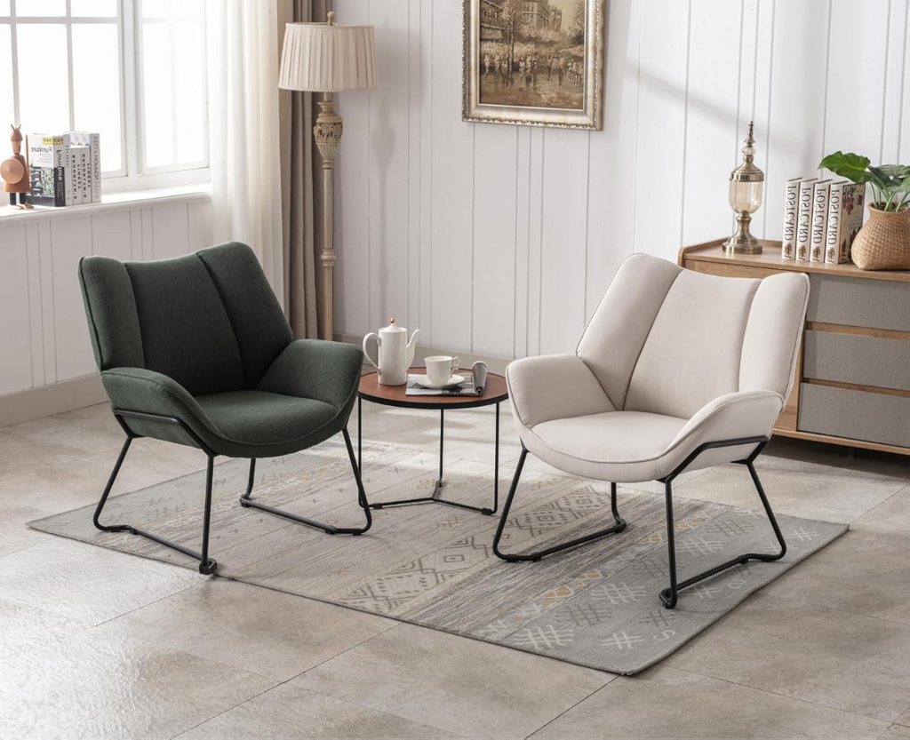 CHAIRUS Fauteuil cabriolet rembourré chenille Bleu avec pieds en métal 67 x 71,5 x 80 cm