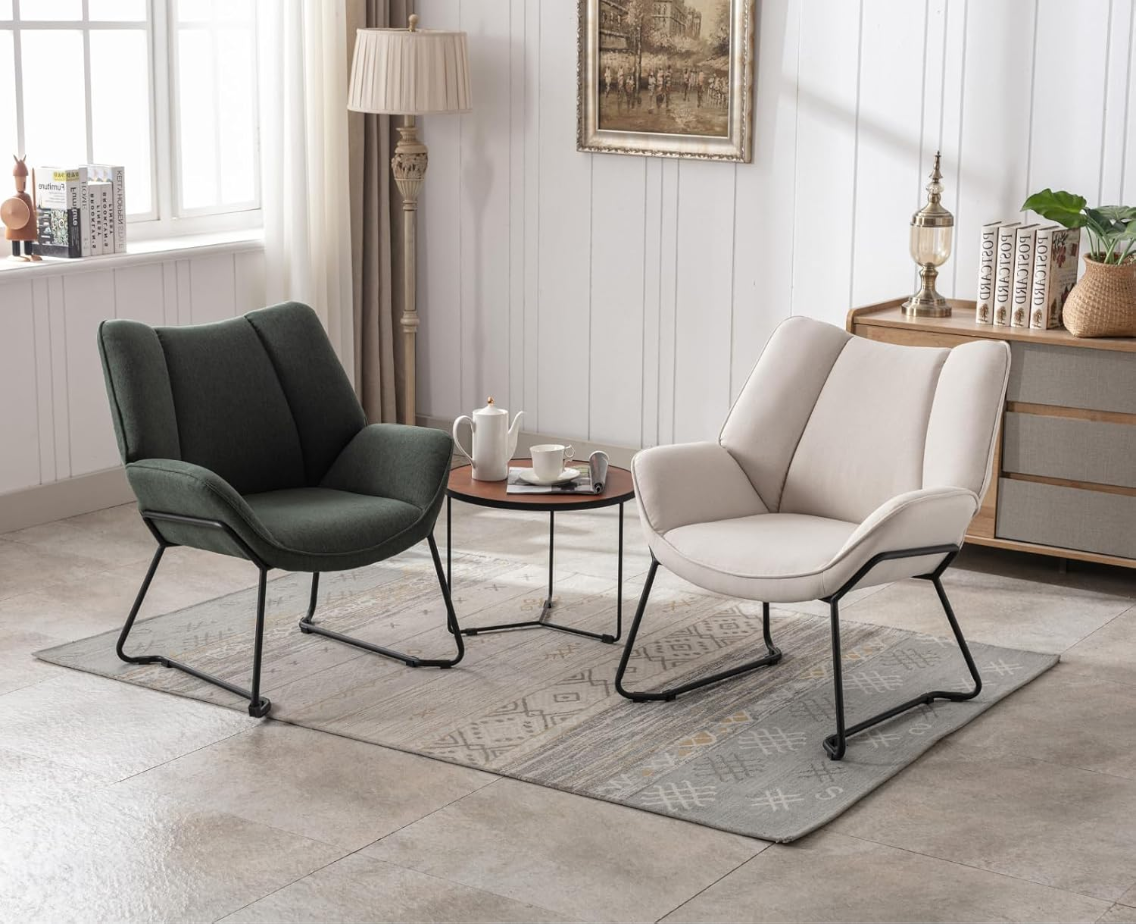 CHAIRUS Fauteuil cabriolet rembourré chenille Bleu avec pieds en métal 67 x 71,5 x 80 cm