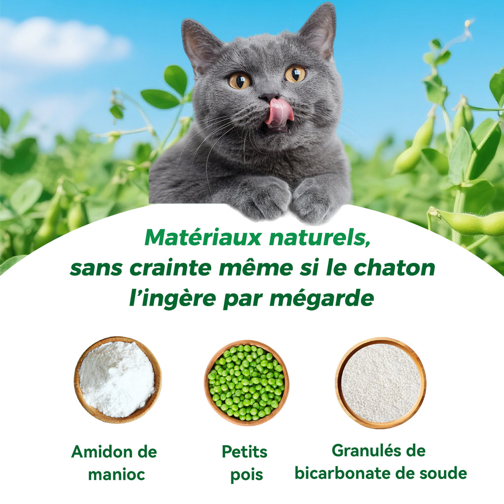 Meowmagic Litière pour chat, mélangeable avec toute autre litière pour éviter que les pattes ne collent, (cassave naturelle), 6 x 2,5 kg