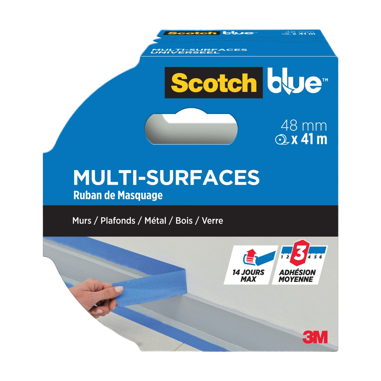 Scotch-Blue Ruban de masquage multi-surfaces - PEFC - Boîte découpée Bleu 41 m x 48 mm
