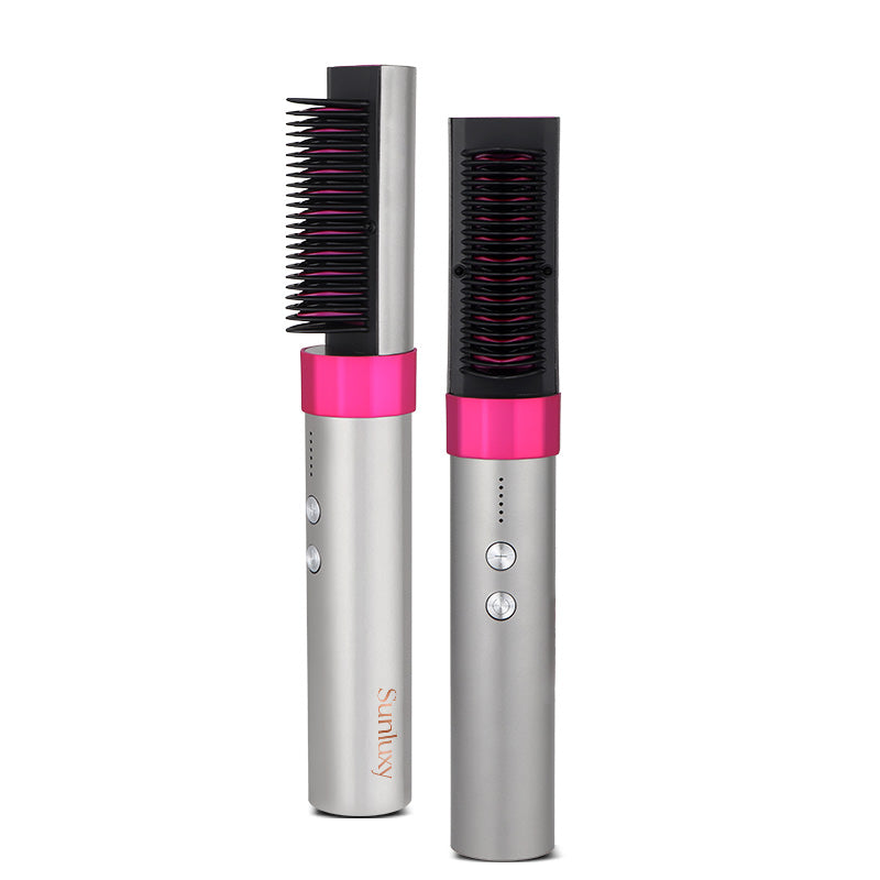 Sunluxy KD382 Brosse lissante ionique Soin capillaire 60 millions d’ions négatifs Plaque en céramique PTC Chauffage rapide 6 réglages de température Batterie au lithium sans fil portable Outil de coiffage maison