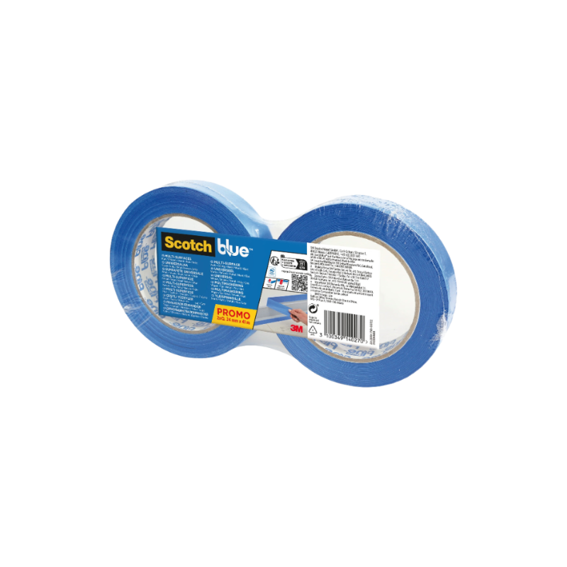 ScotchBlue™ Ruban de Masquage Multi-Surfaces ScotchBlue™ - Lot de 2 - PEFC - Cut Case Bleu 41m x 24mm