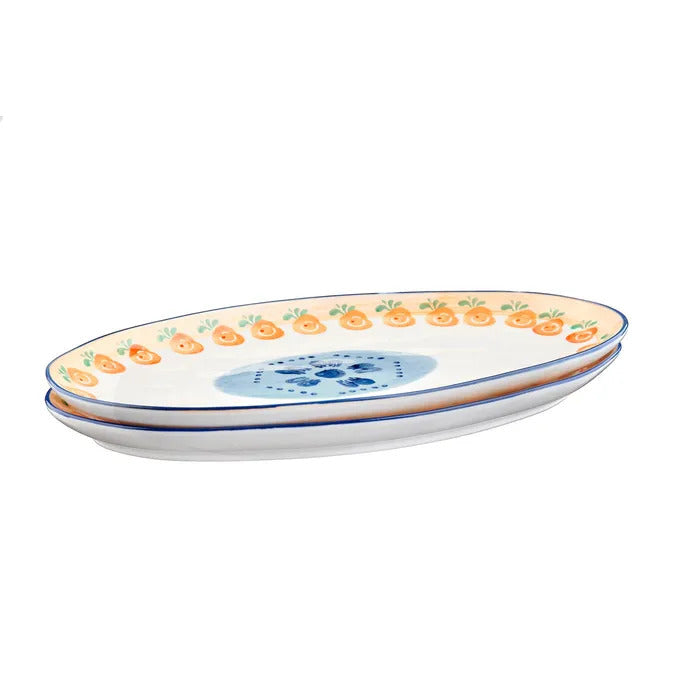 BJÖRN NAPOLI Lot de 2 plateaux de service motif agrumes - 36,5 x 22 cm