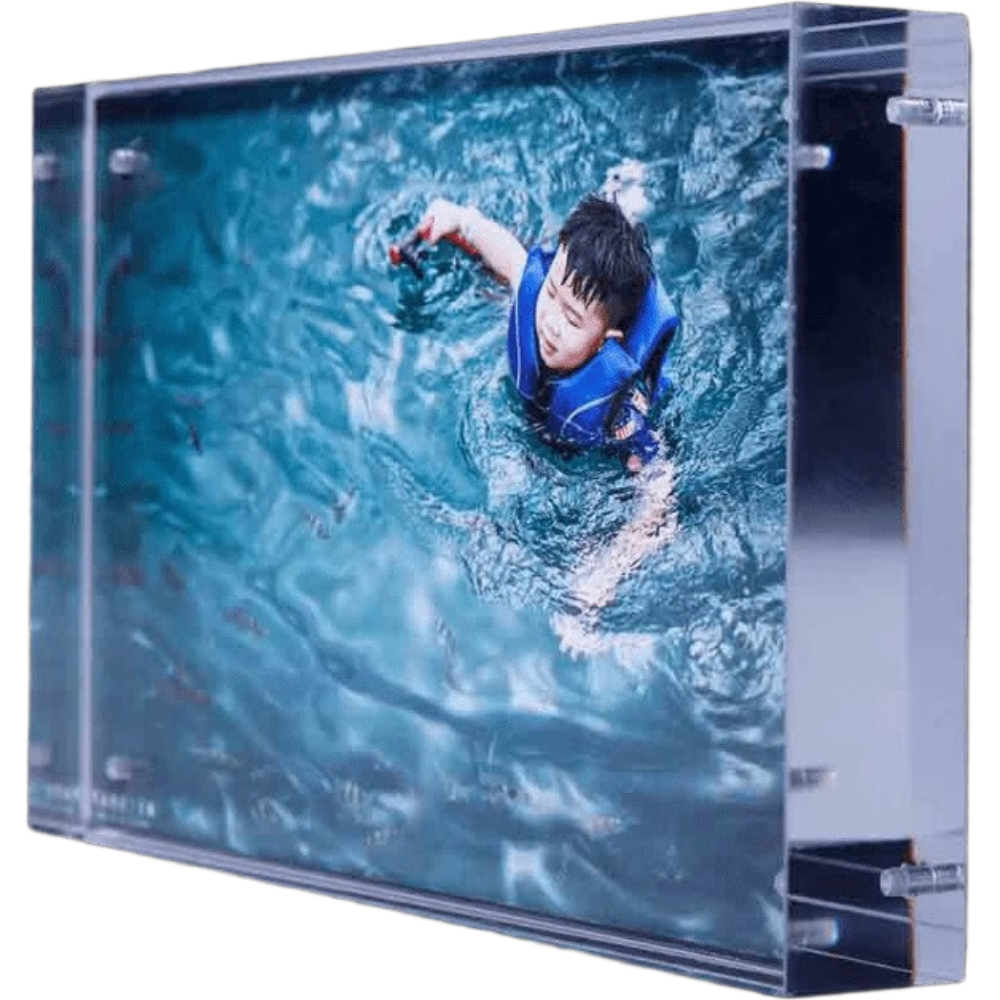 KODAK Cristal Cadre photo en bloc d'acrylique transparent avec fond magnétique et 5 feuilles de papier photo - Format 10 x 15 cm