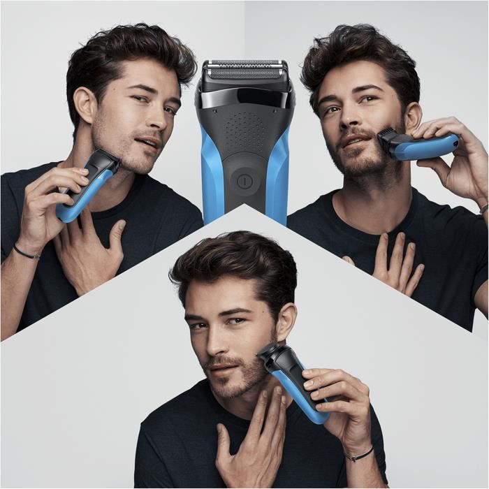 Braun Series 3 310s - Rasoir Électrique Homme Wet & Dry Rechargeable - 100 % Étanche - Bleu et Noir