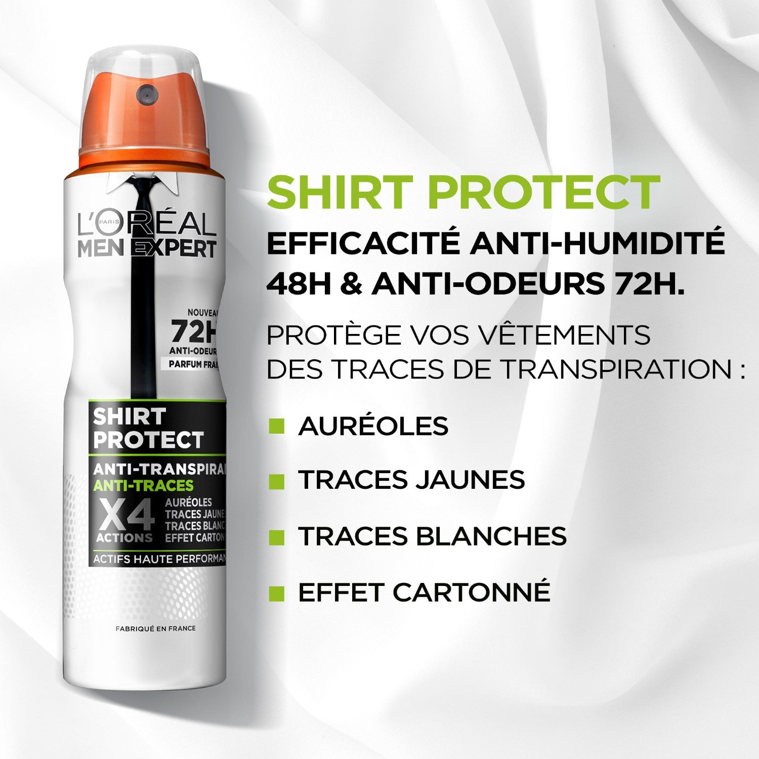 L'Oréal Men Expert Shirt Protect 72 h Déodorant Anti-Transpirant Anti-Traces, 150 ml