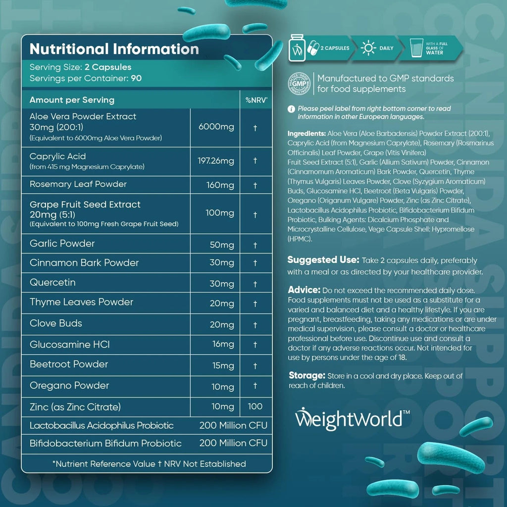 WeightWorld Soutien anti-Candida 180 gélules