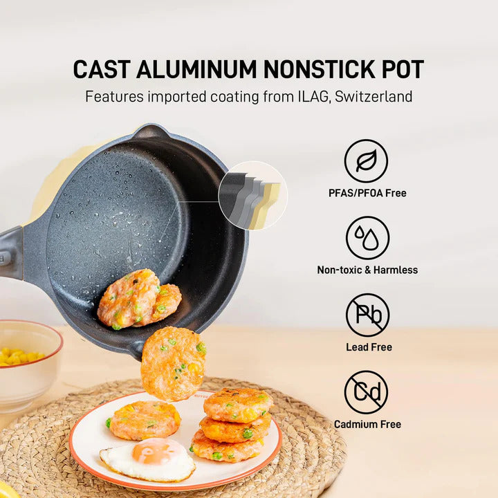 BUYDEEM Casserole en fonte d'aluminium antiadhésive, 1,9 QT