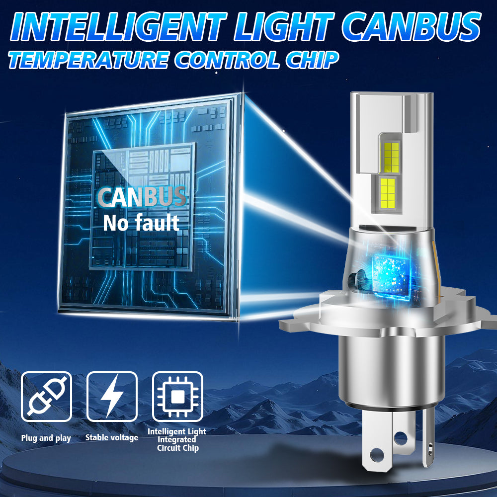 Roadsun H4/9003/HB2 Ampoule 500 % plus lumineuse, 6500K blanc froid, étanche IP68 avec taille 1:1 équivalente aux halogènes