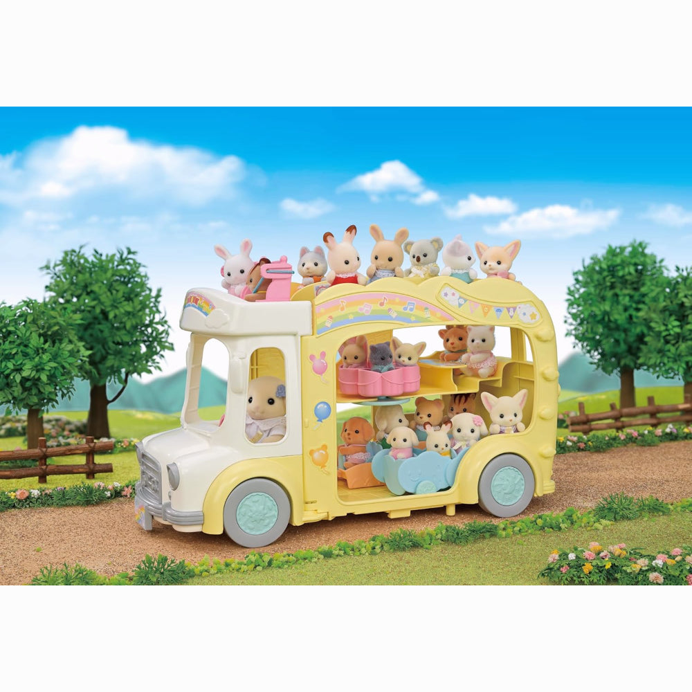 Sylvanian Families Coffret de Jeu Autobus de Crèche Amusant Arc-en-ciel
