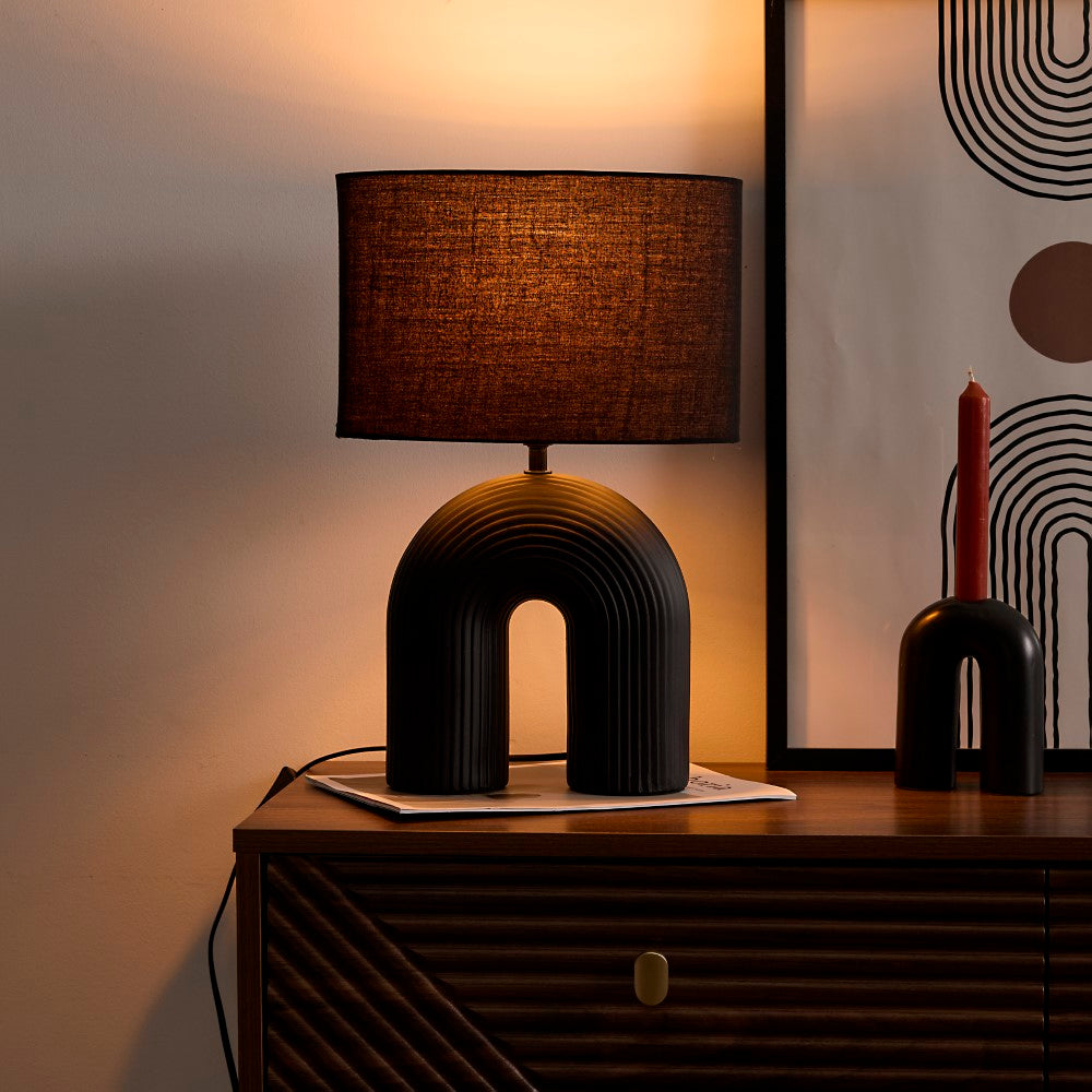 HOME DECO FACTORY Lampe archi en céramique noire