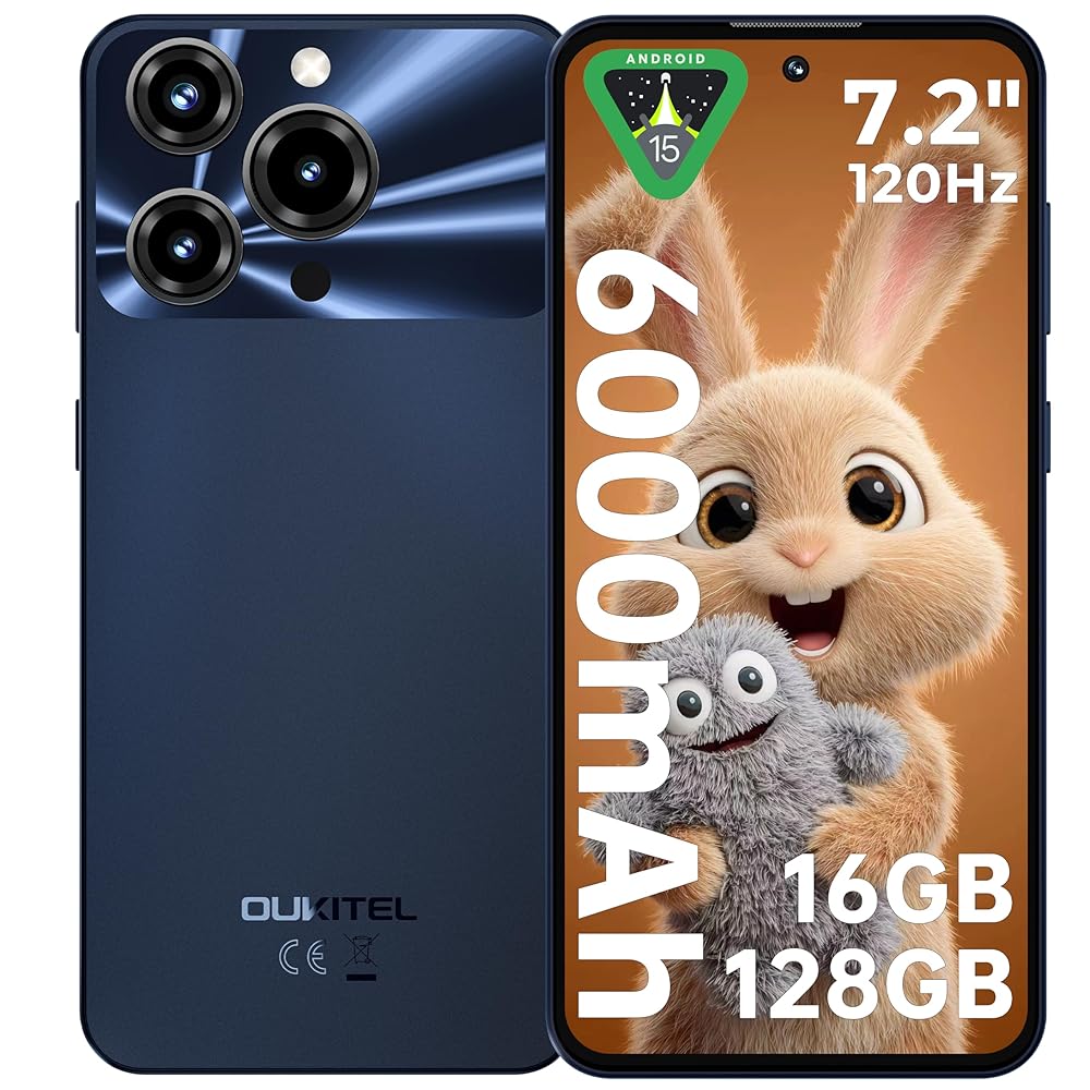 OUKITEL C69(4+128) Smartphone 7,2 pouces Batterie 6000 mAh 9,5 mm Corps ultra-fin Noir Double SIM