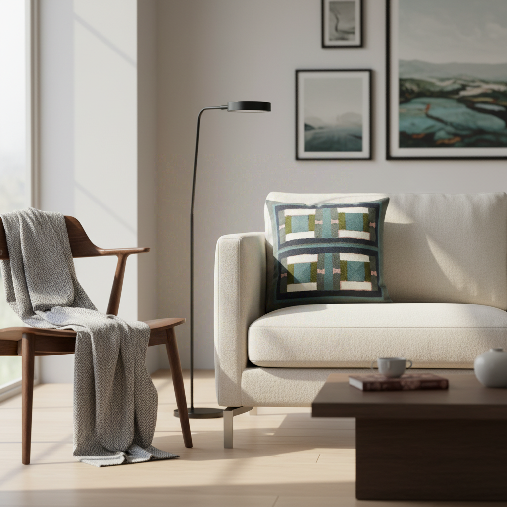 HOUSSE de COUSSIN BRODE TAHO VERT DE GRIS