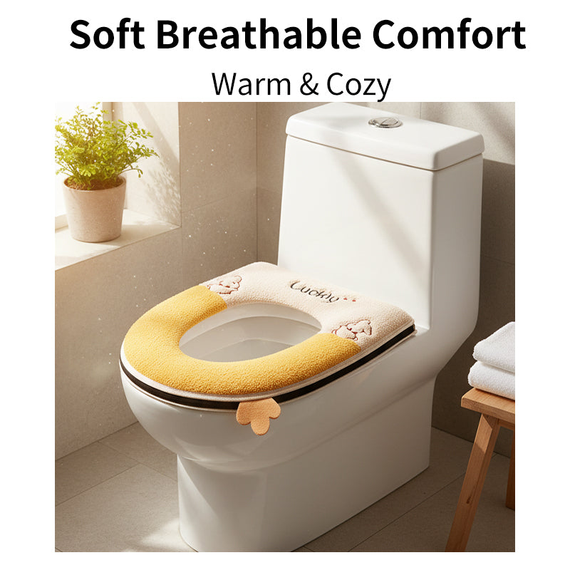 JORDAN&JUDY Lot de 2 coussins de WC en peluche avec fermeture éclair, amovibles et lavables, pour la maison, Bleu clair et jaune