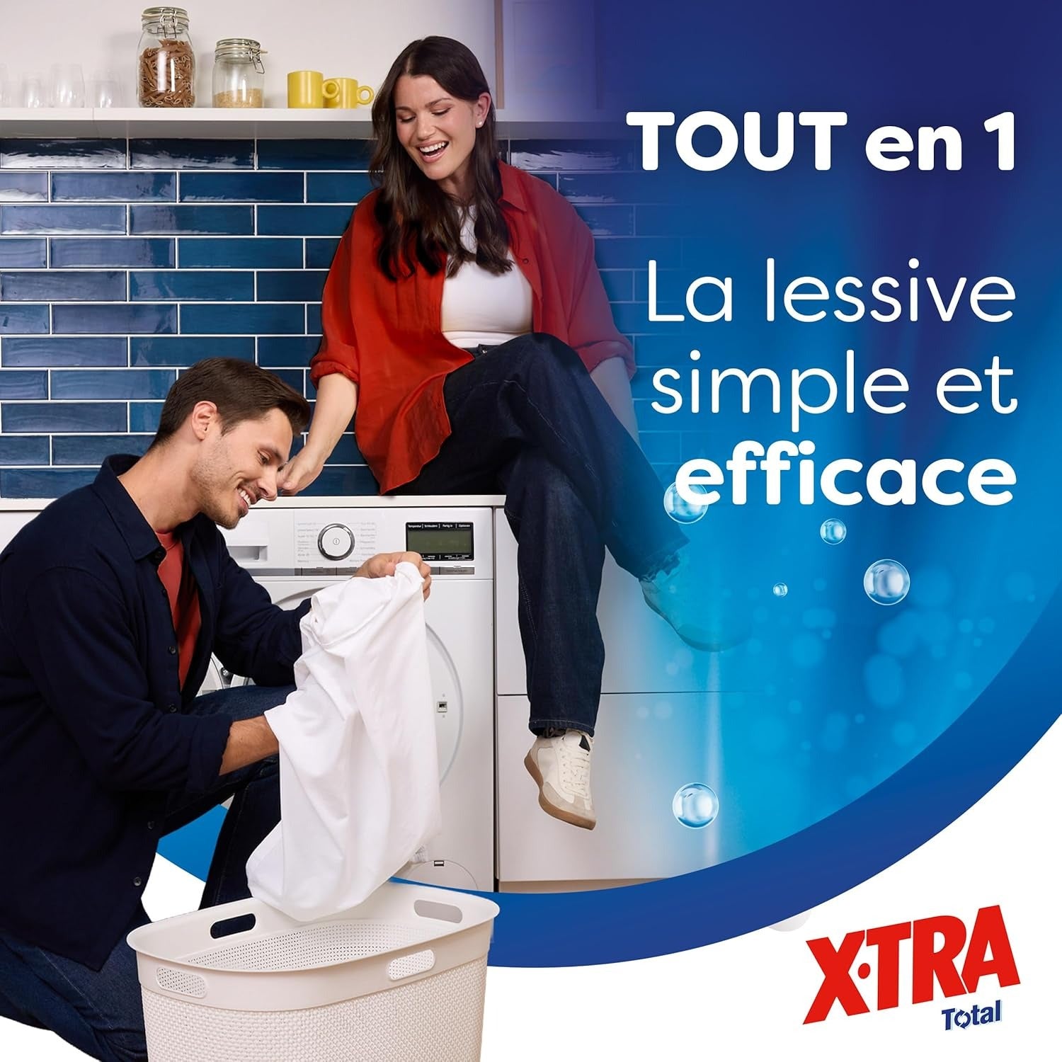 X-TRA Total 4+1 Lessive Liquide, Tous Textiles, Lavage à Froid, 40 Lavages, 1,8 L